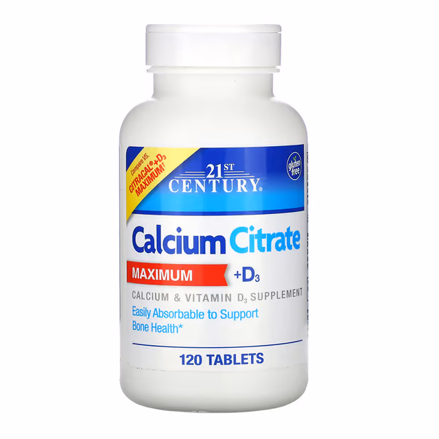 21st Century Calcium Citrate + D3 Max, 120 таблеток