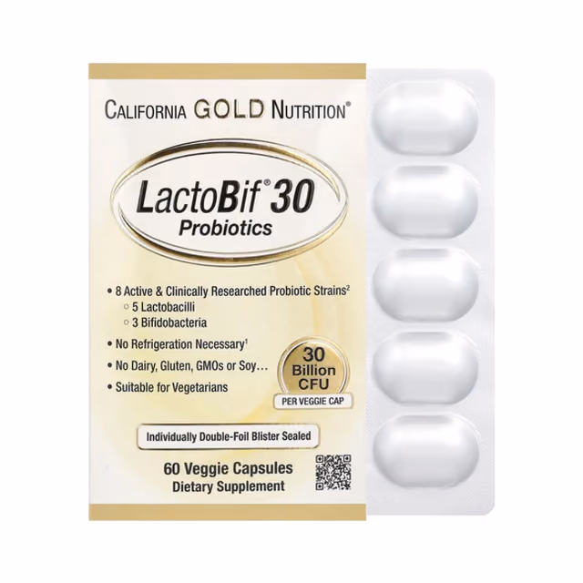 California Gold Nutrition LactoBif 30 Probiotics, 60 вегетарианских капсул