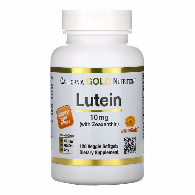 California Gold Nutrition Lutein with Zeaxanthin, 10 мг, 120 растительных софтгелей