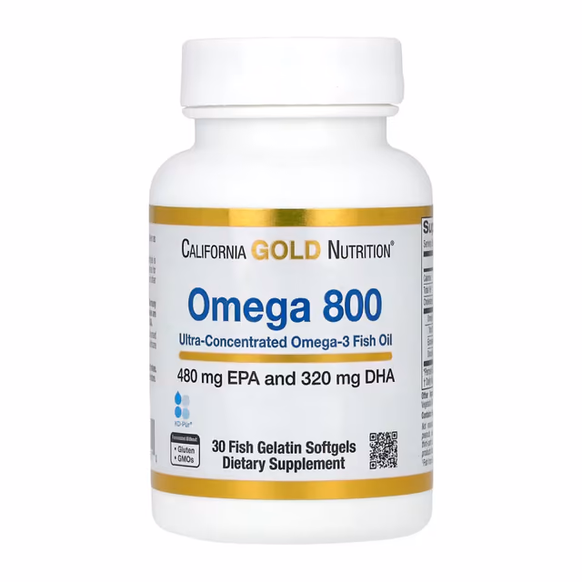 California Gold Nutrition Omega 800, омега-3, 30 мягких капсул