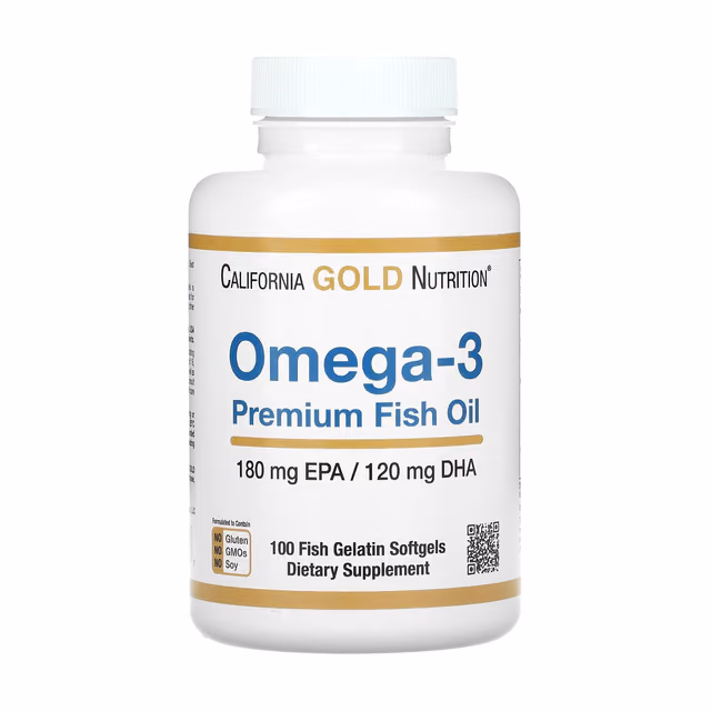 California Gold Nutrition Omega-3 Premium Fish Oil 180 мг EPA / 120 мг DHA, 100 мягких капсул