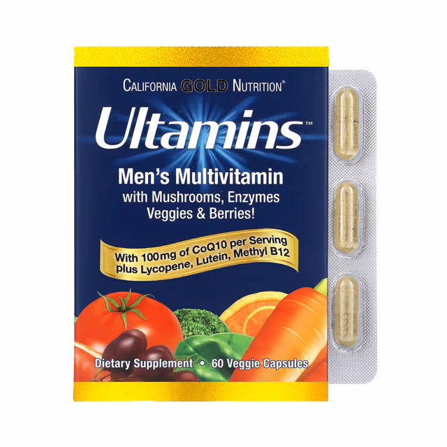 California Gold Nutrition Ultamins Men's Multivitamin, 60 растительных капсул
