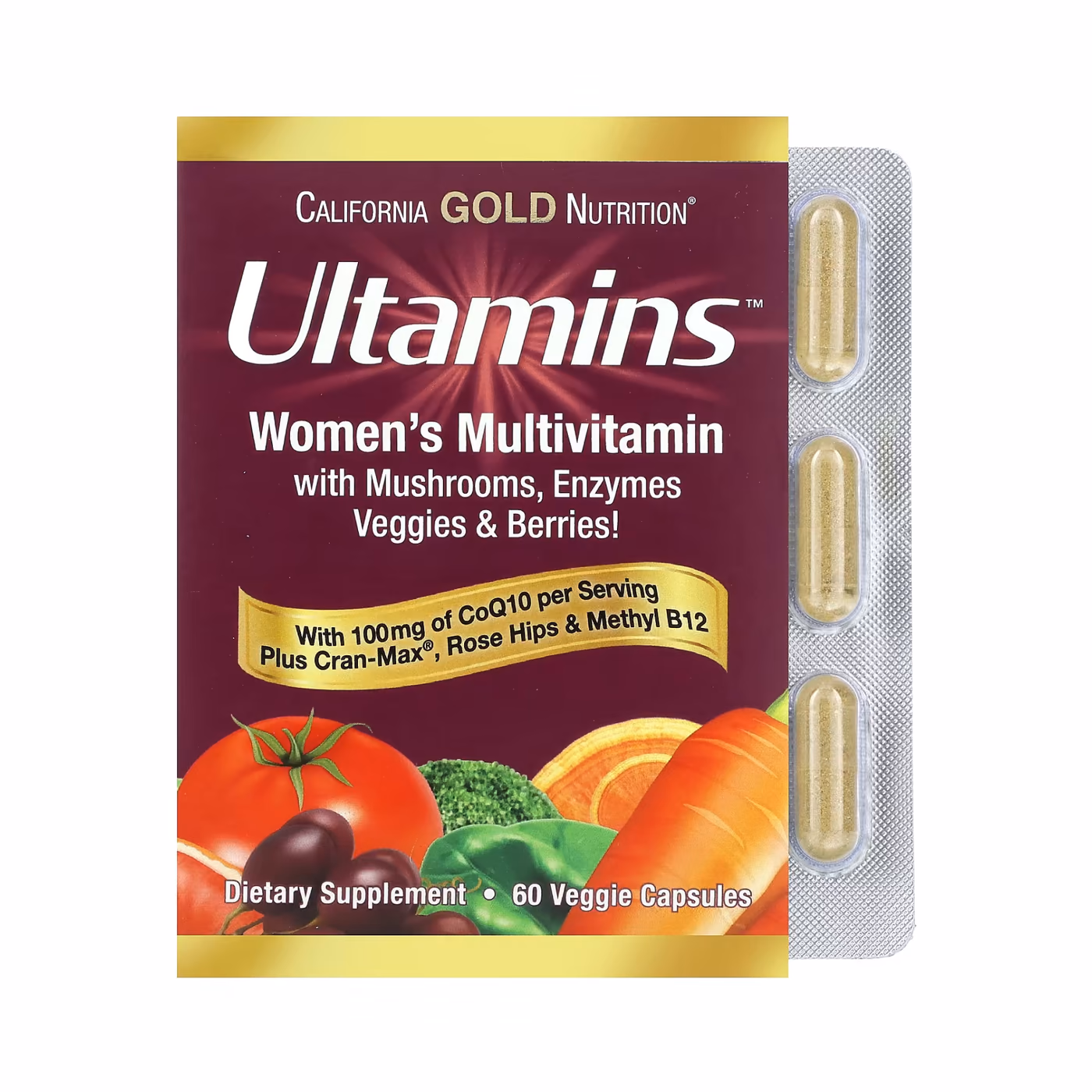 California Gold Nutrition Ultamins Women's Multivitamin, 60 растительных капсул
