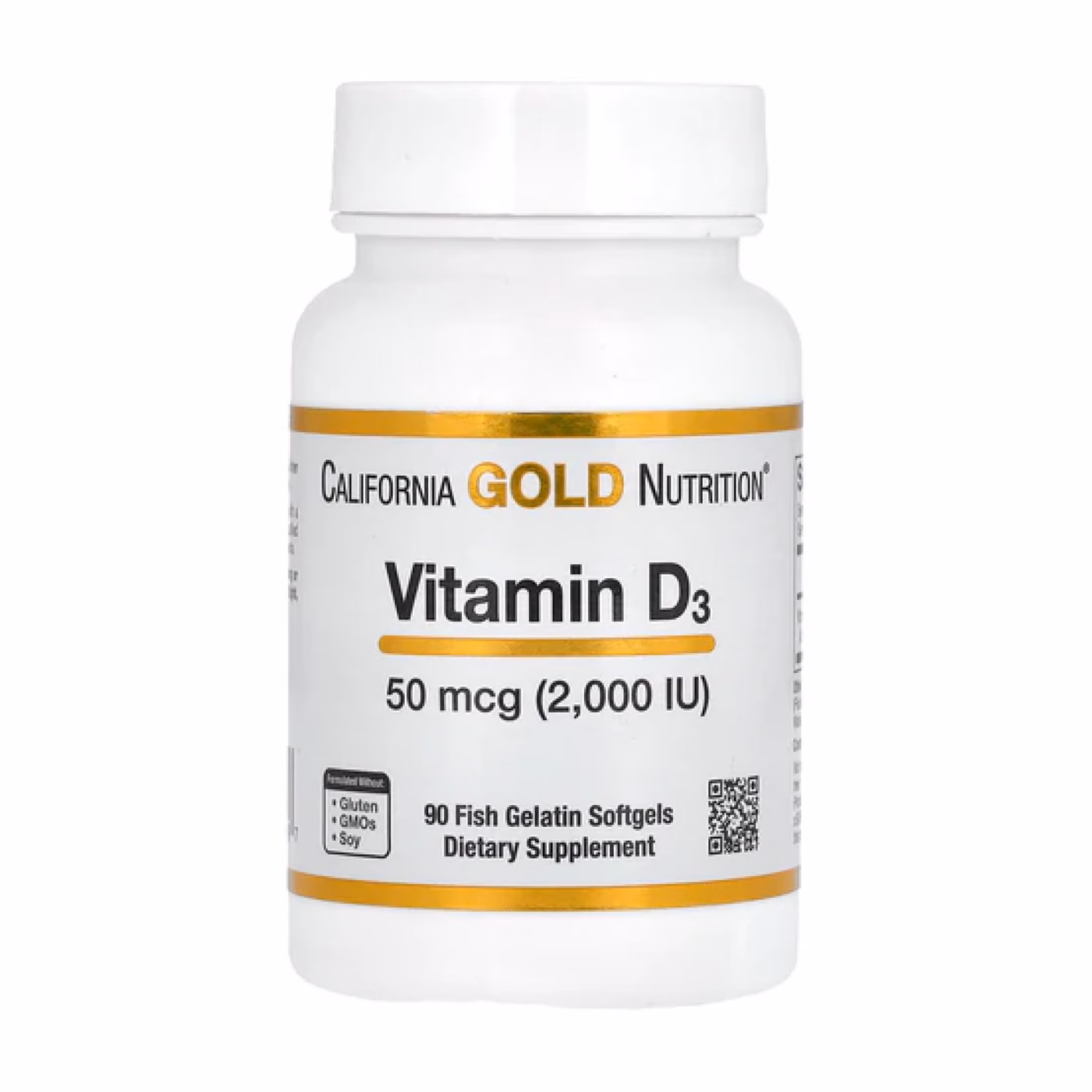 California Gold Nutrition Vitamin D3 50 мкг (2000 МЕ) — 90 мягких капсул