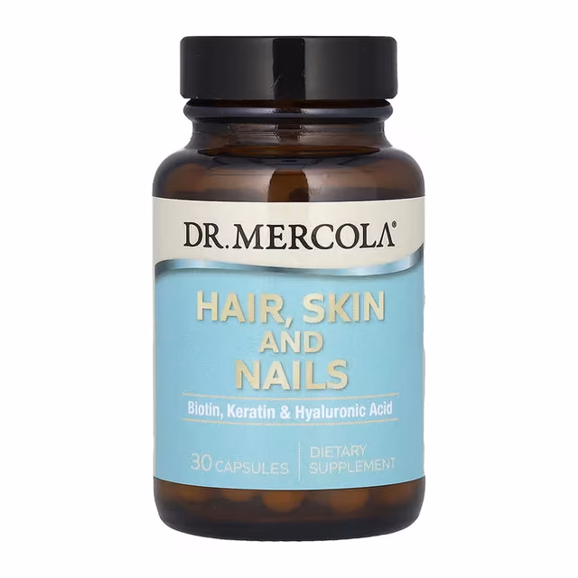 Dr. Mercola Hair, Skin and Nails с биотином, кератином и гиалуроновой кислотой, 30 капсул