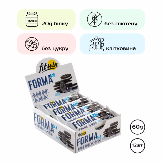 FitWin Forma Bar протеиновый батончик Cookies & Cream, 12 × 60 г