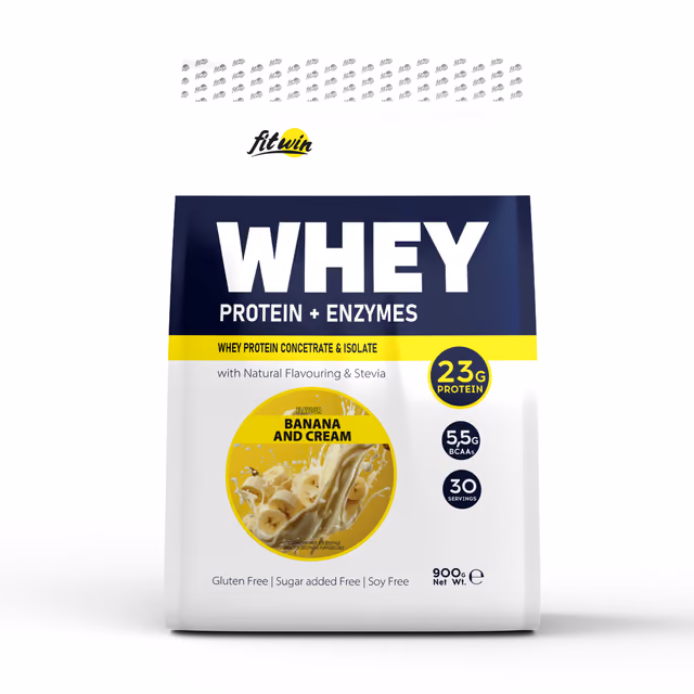 FitWin Whey, Banana and Cream, 900 г