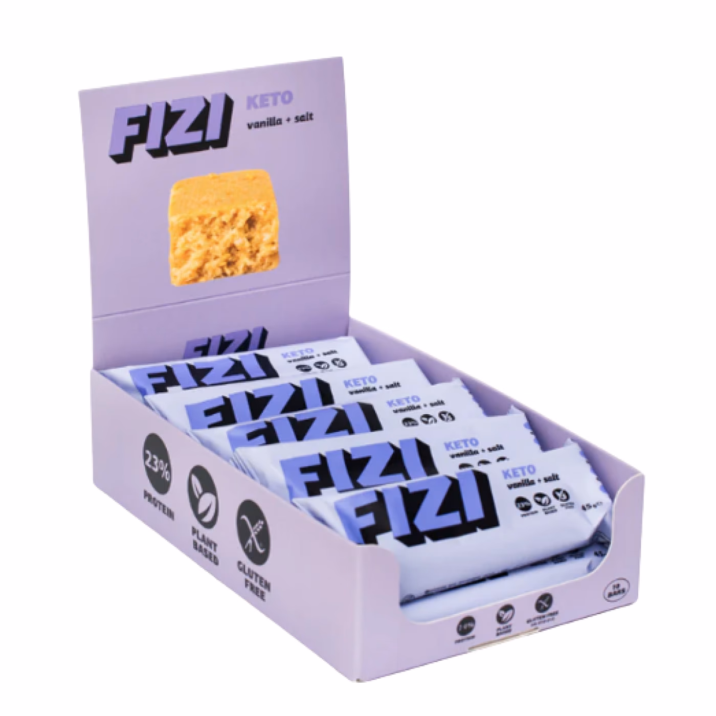 FIZI KETO Protein Bar Vanilla + Salt, 10 × 45 г