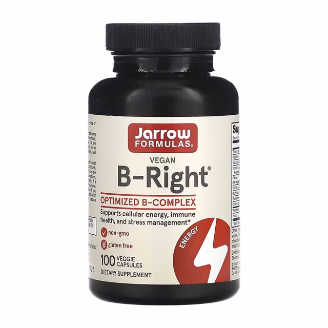 Jarrow Formulas B-Right, оптимизированный B-комплекс, 100 веганских капсул