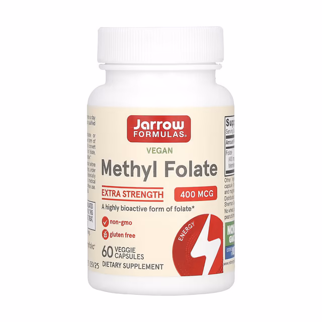Jarrow Formulas Methyl Folate Extra Strength 400 мкг, 60 веганских капсул