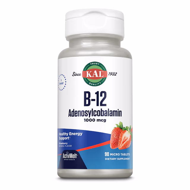 KAL Vitamin B-12 Adenosylcobalamin 1000 мкг, клубника, 90 микротаблеток
