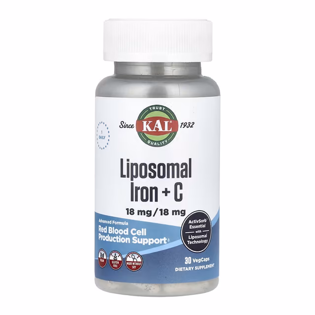 KAL Liposomal Iron + C, 18 мг/18 мг, 30 растительных капсул