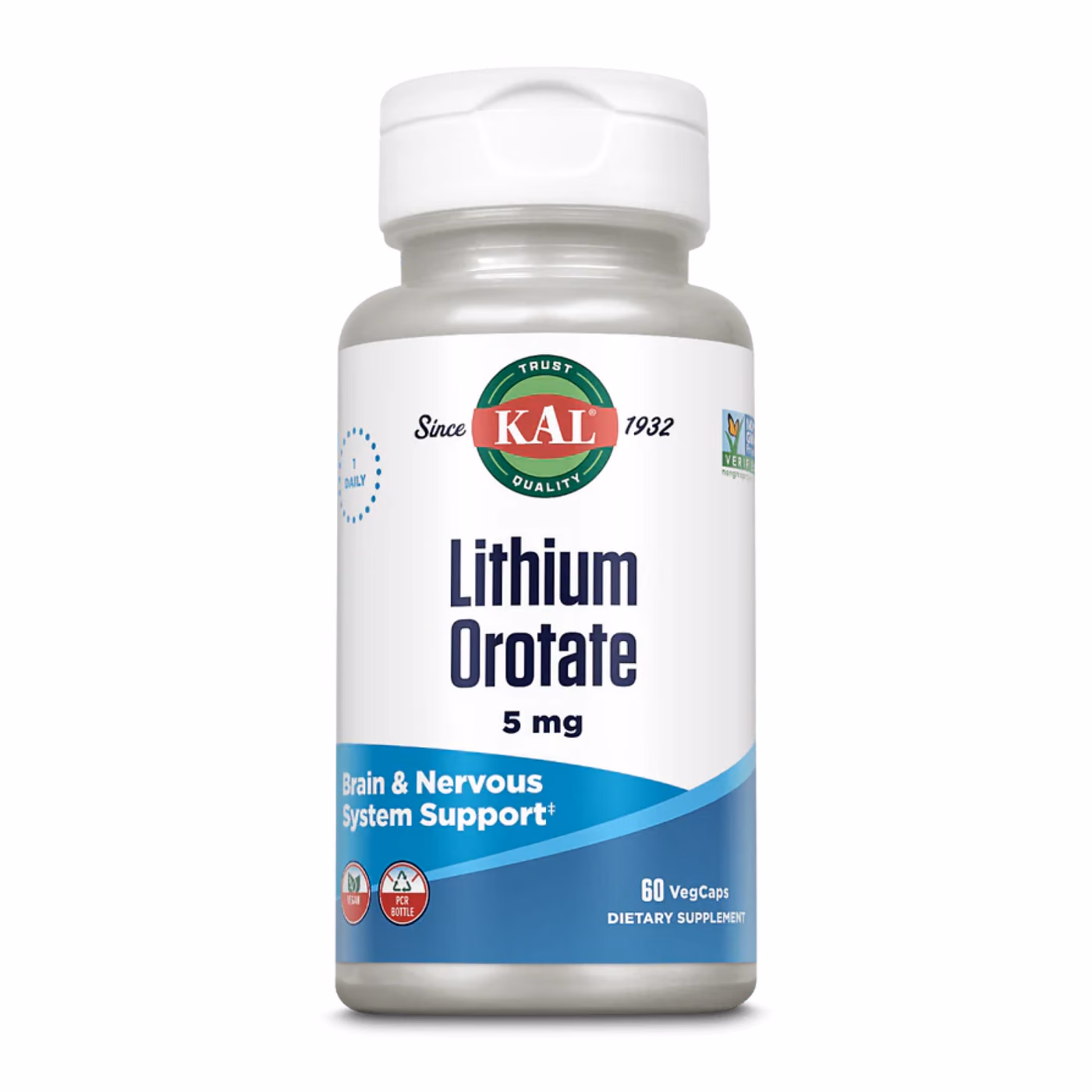 KAL Lithium Orotate 5 мг, 60 вегетарианских капсул