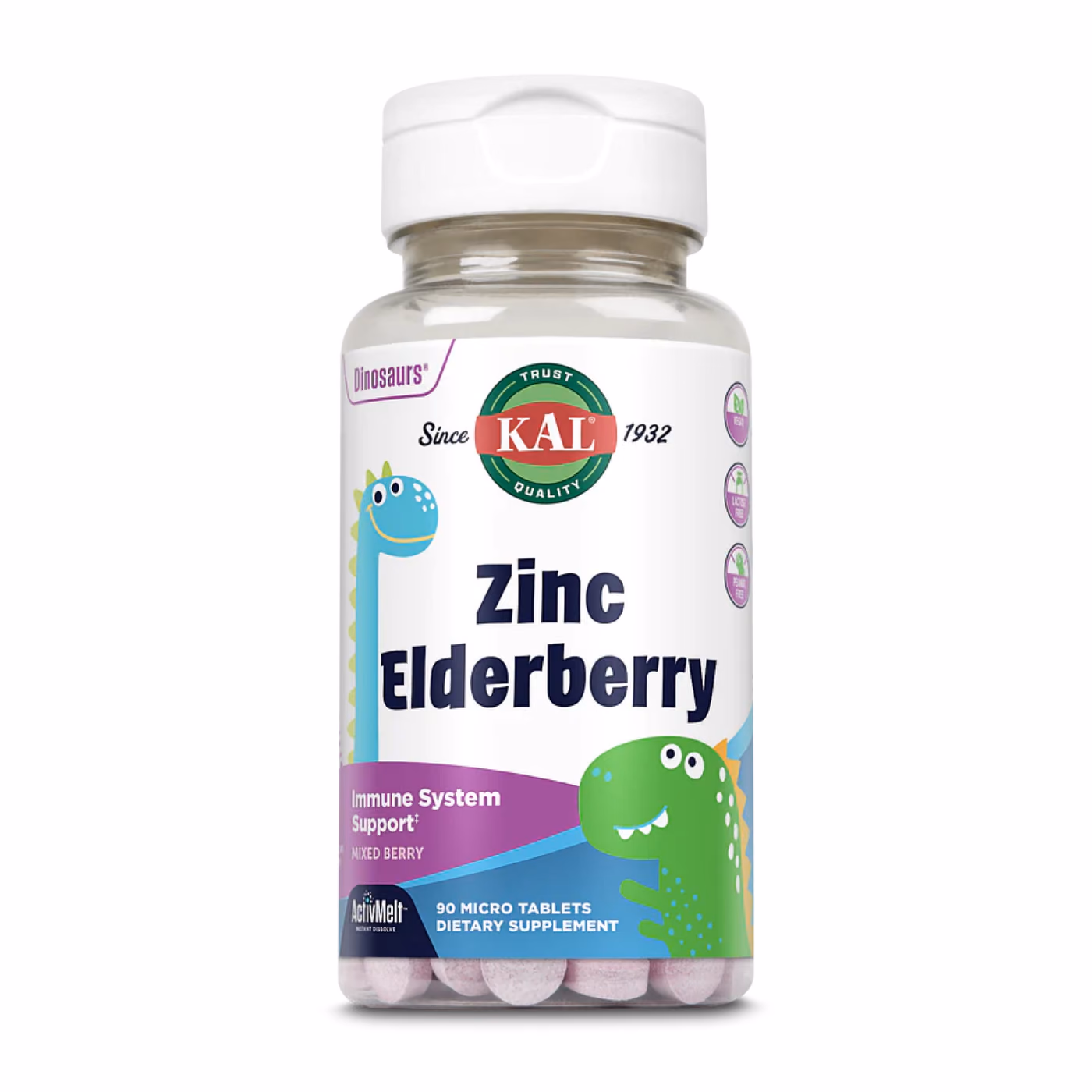 KAL Zinc Elderberry ActivMelt, цинк 5 мг и бузина, ягодный микс, 90 микротаблеток