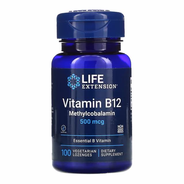 Life Extension Vitamin B12 Methylcobalamin 500 мкг, 100 вегетарианских леденцов