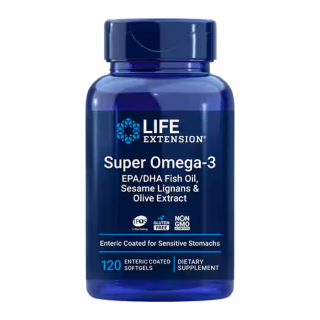 Life Extension Super Omega-3 EPA/DHA Fish Oil, Sesame Lignans & Olive Extract, 120 кишечнорастворимых софтгелей