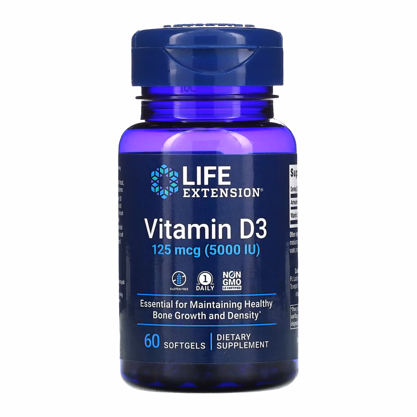 Life Extension Vitamin D3 125 мкг (5000 МЕ) — 60 мягких капсул