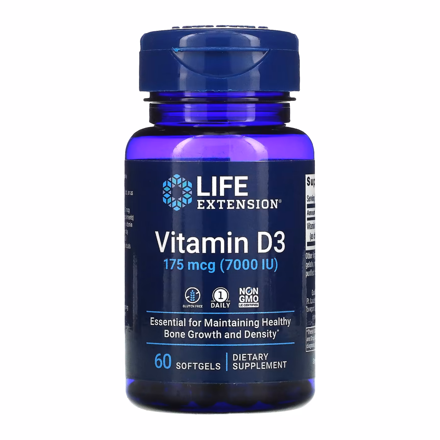 Life Extension Vitamin D3 175 мкг (7000 МЕ) — 60 мягких капсул