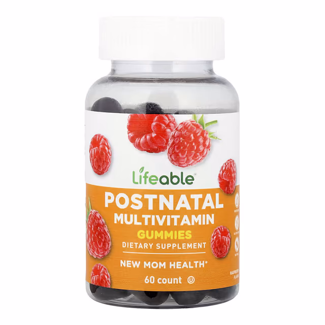 Lifeable Postnatal Multivitamin Gummies, малина, 60 жевательных пастилок