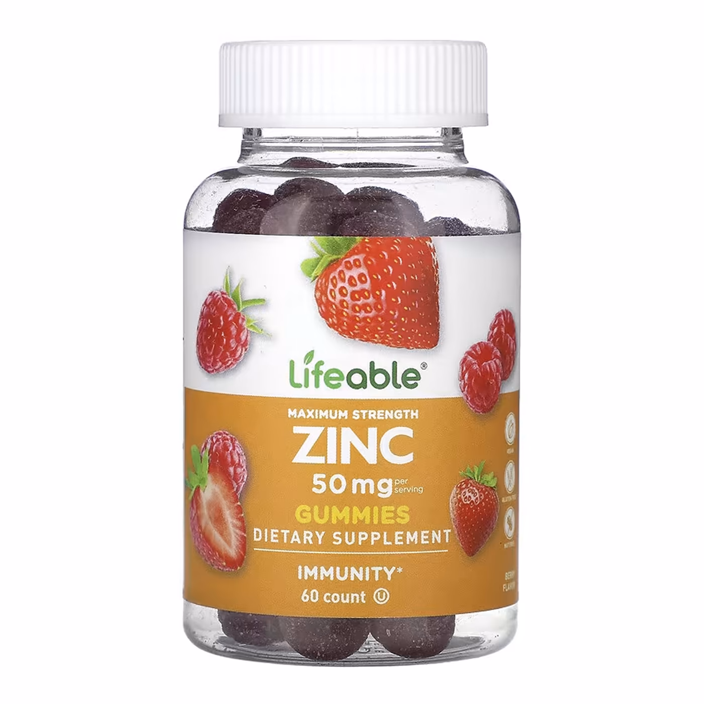 Lifeable Zinc 50 mg Adult, 60 жевательных пастилок, ягодный вкус
