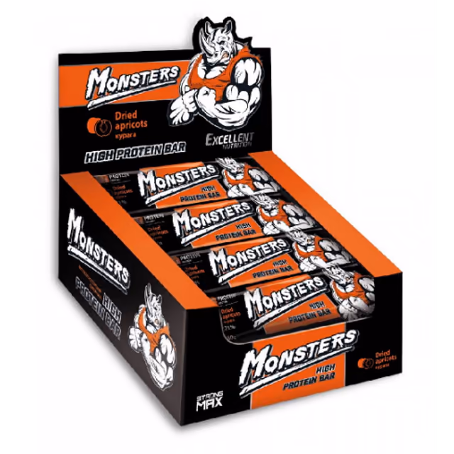 Monsters Strong Max протеиновый батончик Курага, 80 г × 20 шт.