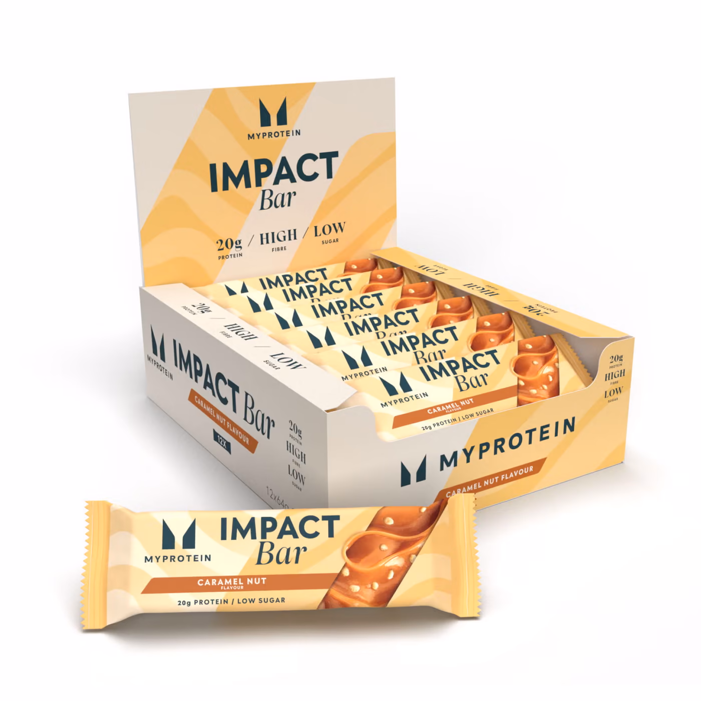 Myprotein Impact Bar, карамель и орех, 12 × 64 г