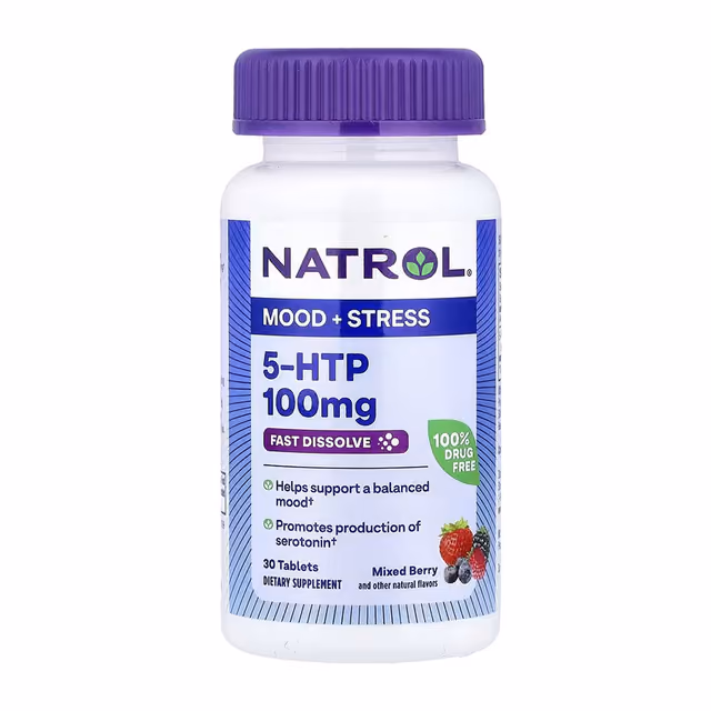 Natrol 5-HTP Mood & Stress Fast Dissolve, 100 мг, 30 таблеток, Mixed Berry