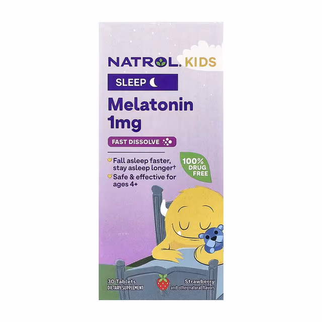 Natrol Kids Sleep Melatonin 1 мг, 30 быстрорастворимых таблеток, клубника