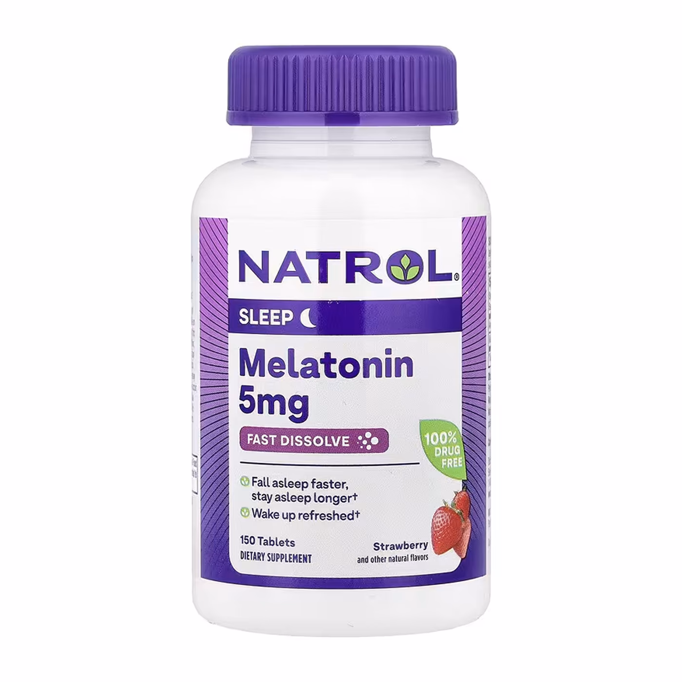 Natrol Sleep Melatonin 5 мг Fast Dissolve, клубничный вкус, 150 таблеток
