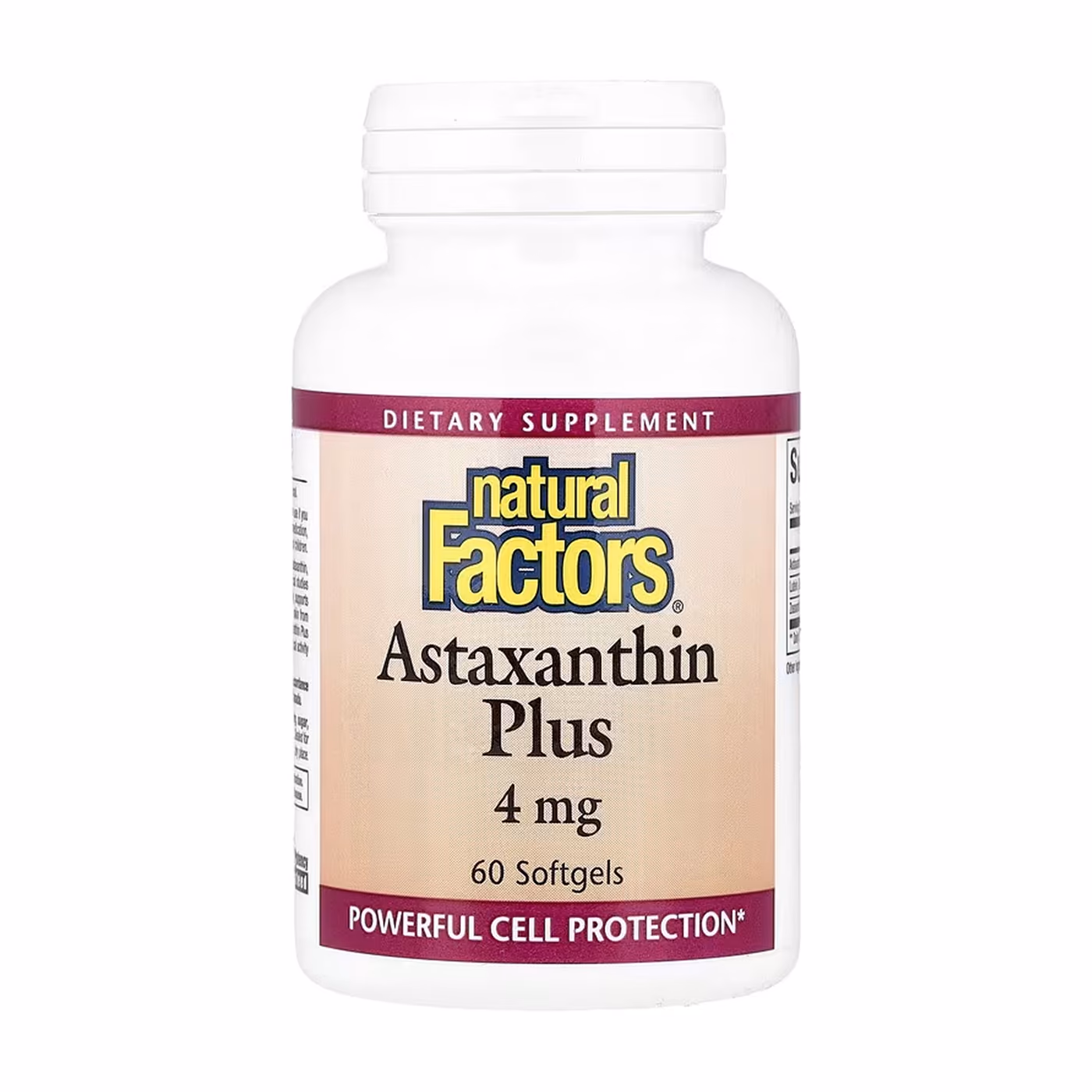 Natural Factors Astaxanthin Plus 4 мг, 60 софтгелей