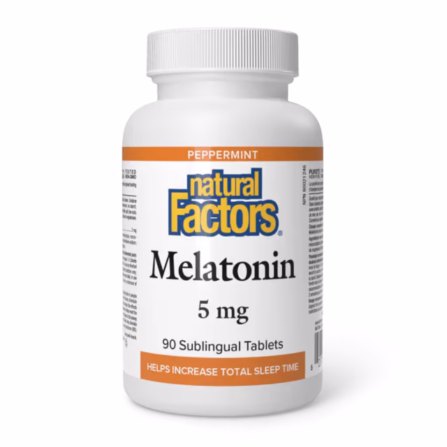 Natural Factors Melatonin 5 мг, перечная мята, 90 сублингвальных таблеток