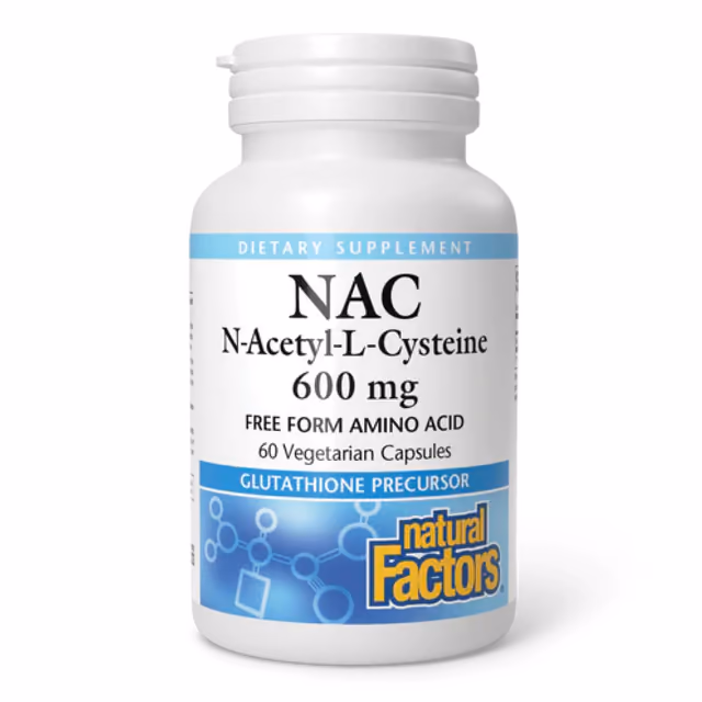Natural Factors NAC N-ацетил-L-цистеин 600 мг, 60 вегетарианских капсул