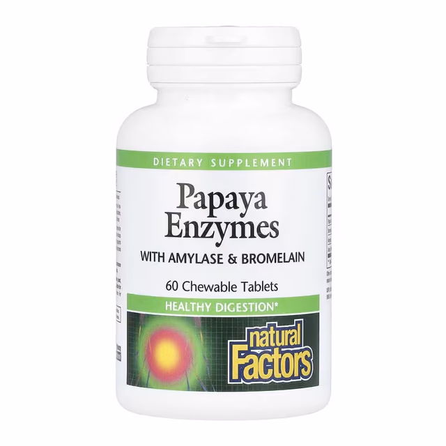 Natural Factors Papaya Enzymes, 60 жевательных таблеток