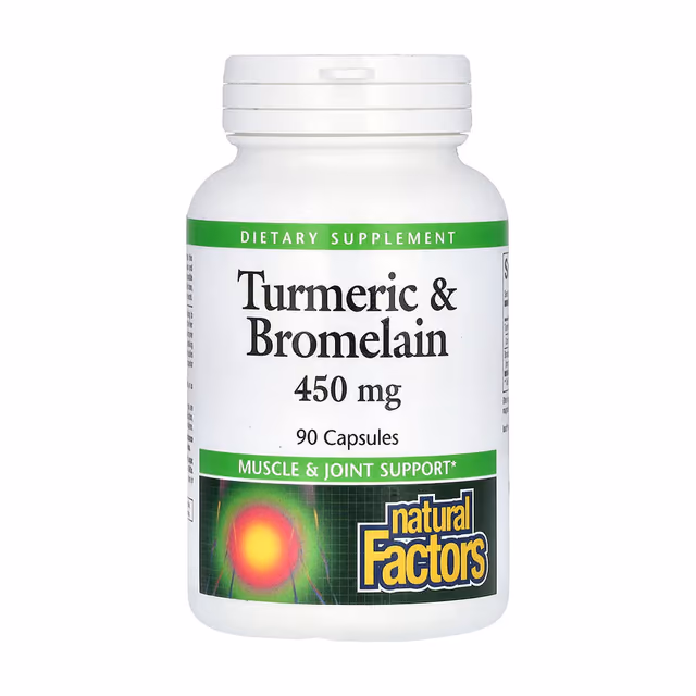 Natural Factors Turmeric & Bromelain 450 мг, 90 капсул