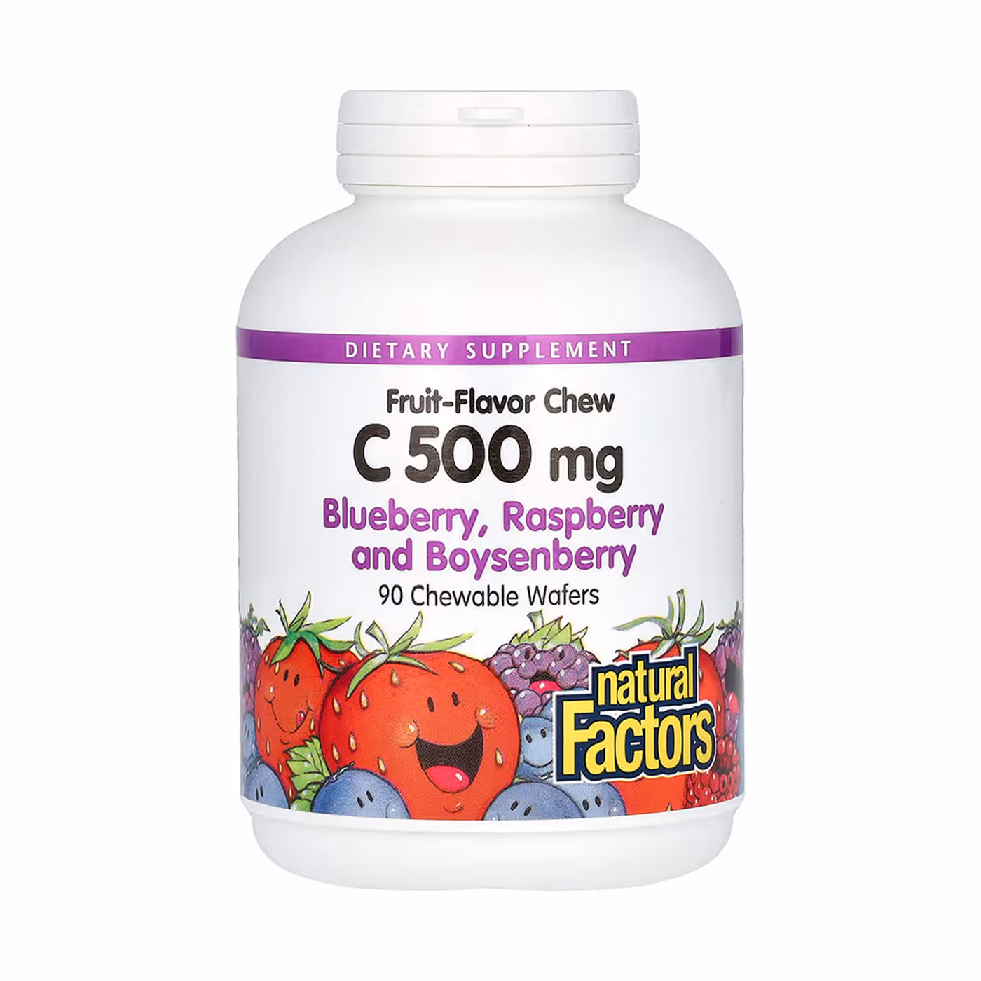 Natural Factors Vitamin C 500 mg, жевательные вафли Mixed Berry, 90 шт.