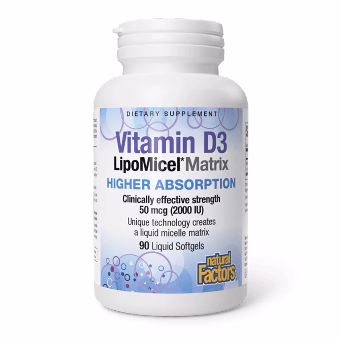 Natural Factors Vitamin D3 LipoMicel Matrix, 90 мягких капсул
