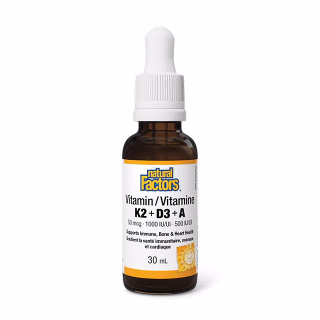 Natural Factors Vitamin K2+D3+A 50 мкг / 1000 МЕ / 500 МЕ, 30 мл