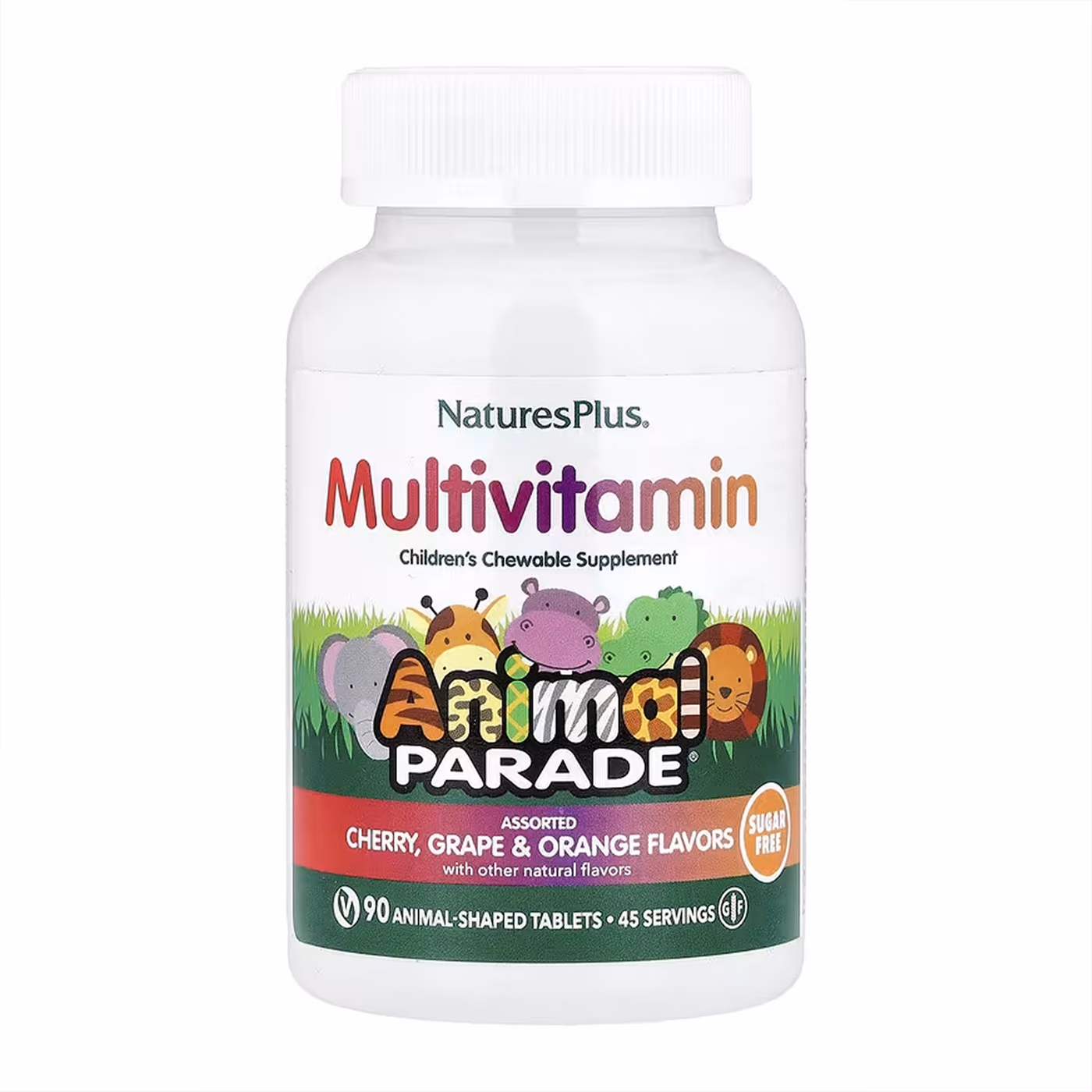 Nature's Plus Animal Parade Multivitamin, детская жевательная добавка, вишня, виноград и апельсин — 90 таблеток