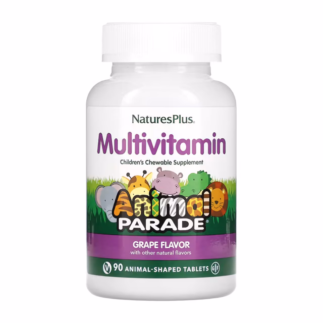 Nature's Plus Animal Parade мультивитамины для детей, виноград, 90 жевательных таблеток