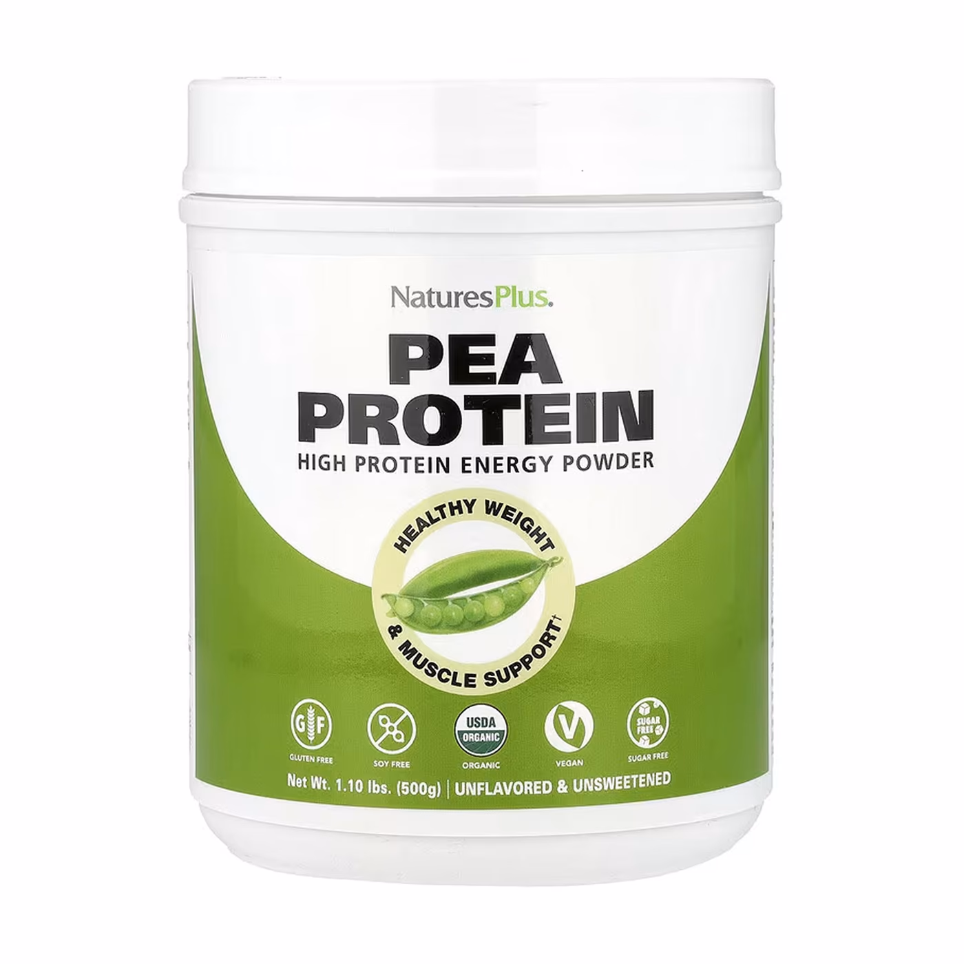 Nature's Plus Pea Protein, органический гороховый протеин без вкуса и подсластителей, 500 г