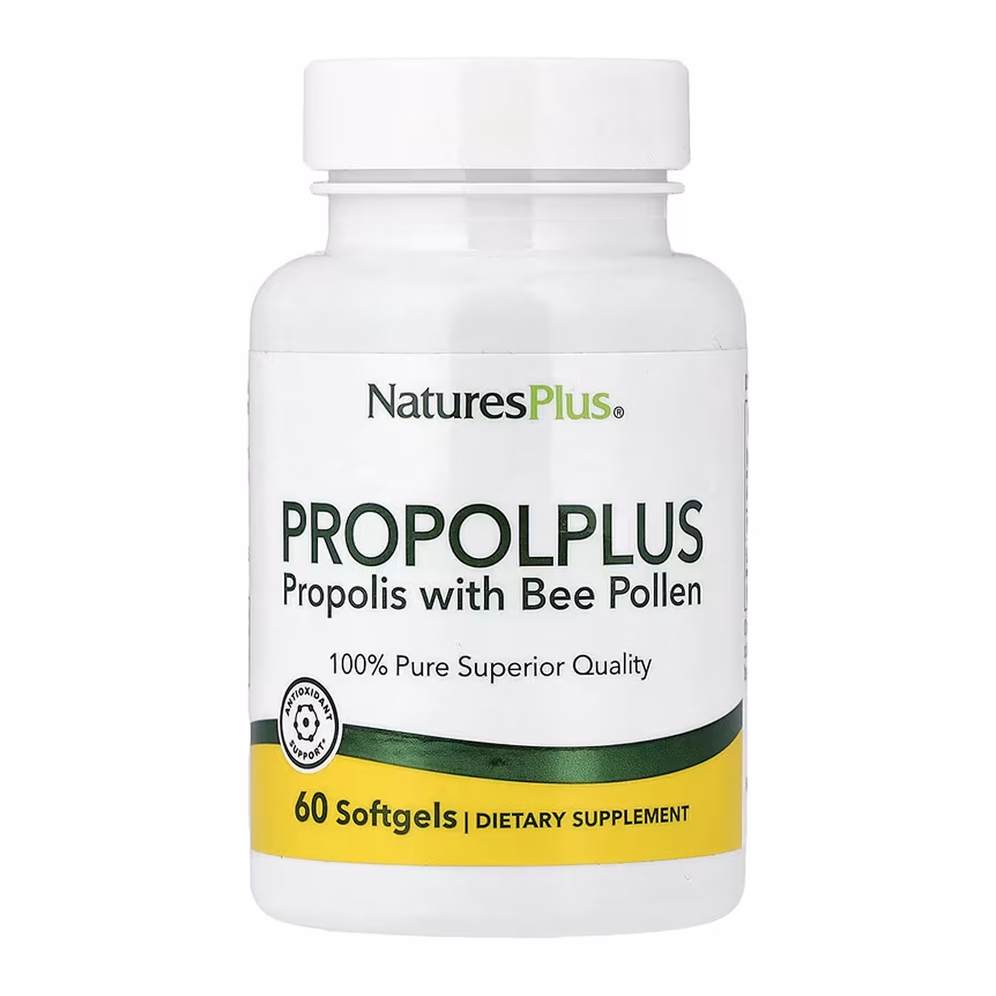 Nature's Plus Propolplus, прополис с пчелиной пыльцой — 60 мягких капсул