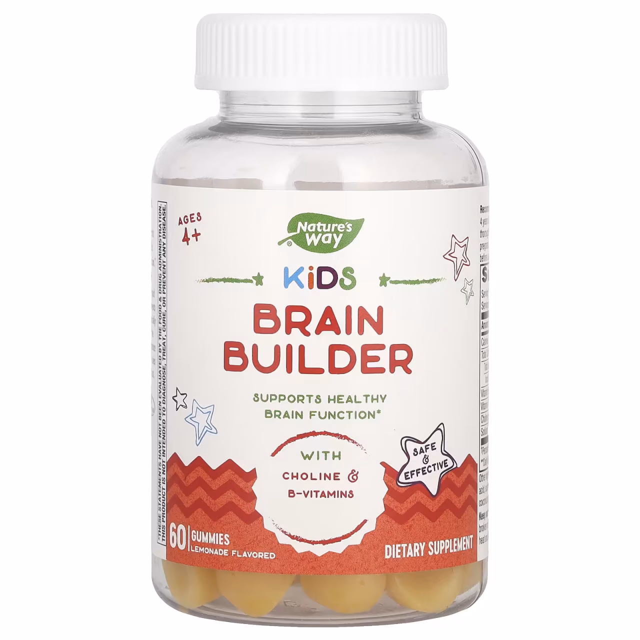 Nature's Way Kids Brain Builder, жевательные мармеладки со вкусом лимонада, 60 шт.