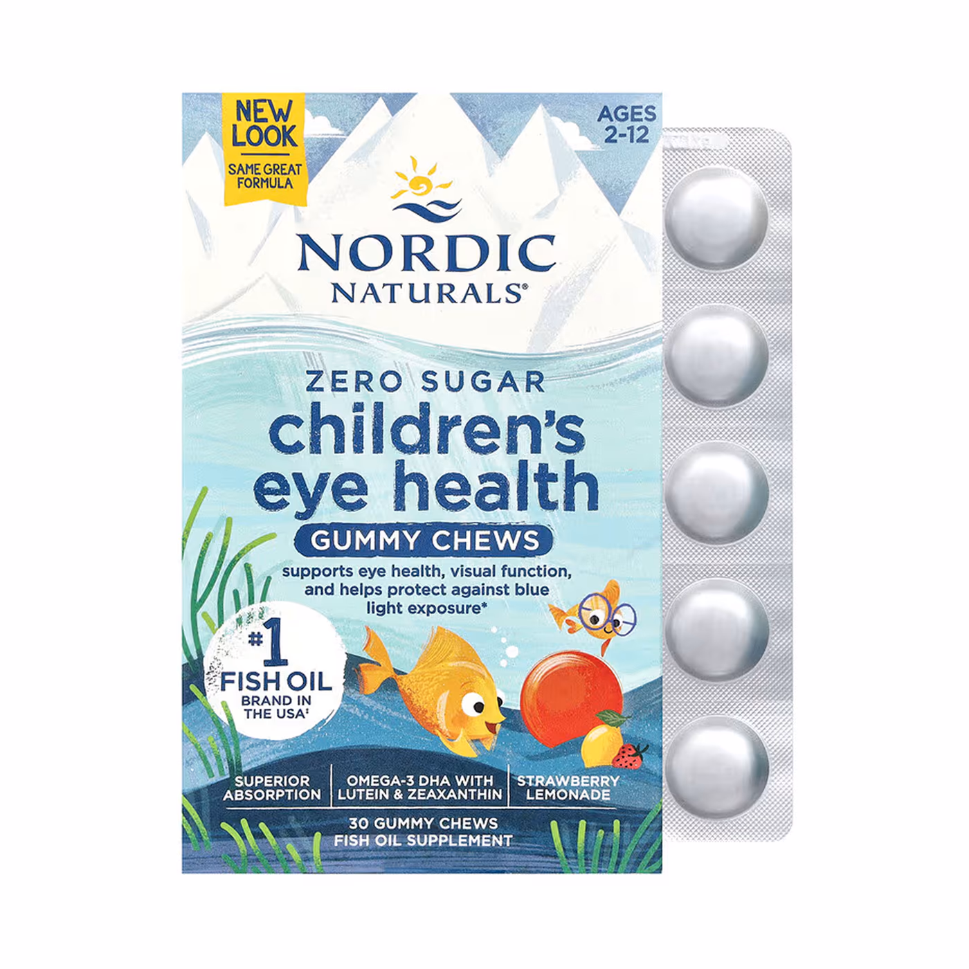 Nordic Naturals Children's Eye Health Gummy Chews, клубничный лимонад, 30 жевательных пастилок
