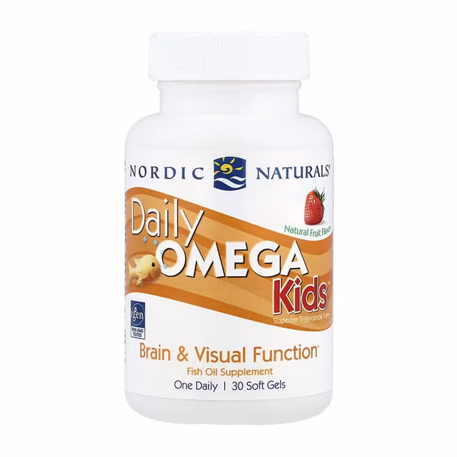 Nordic Naturals Daily Omega Kids, 30 мягких капсул, натуральный клубничный вкус