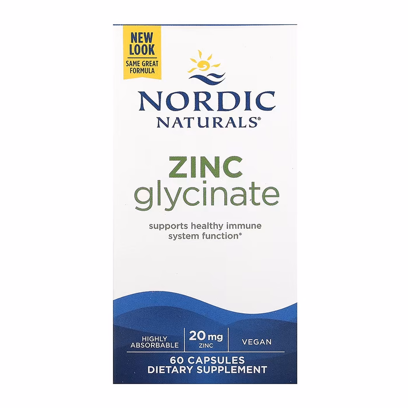 Nordic Naturals Zinc Glycinate, 20 мг, 60 веганских капсул