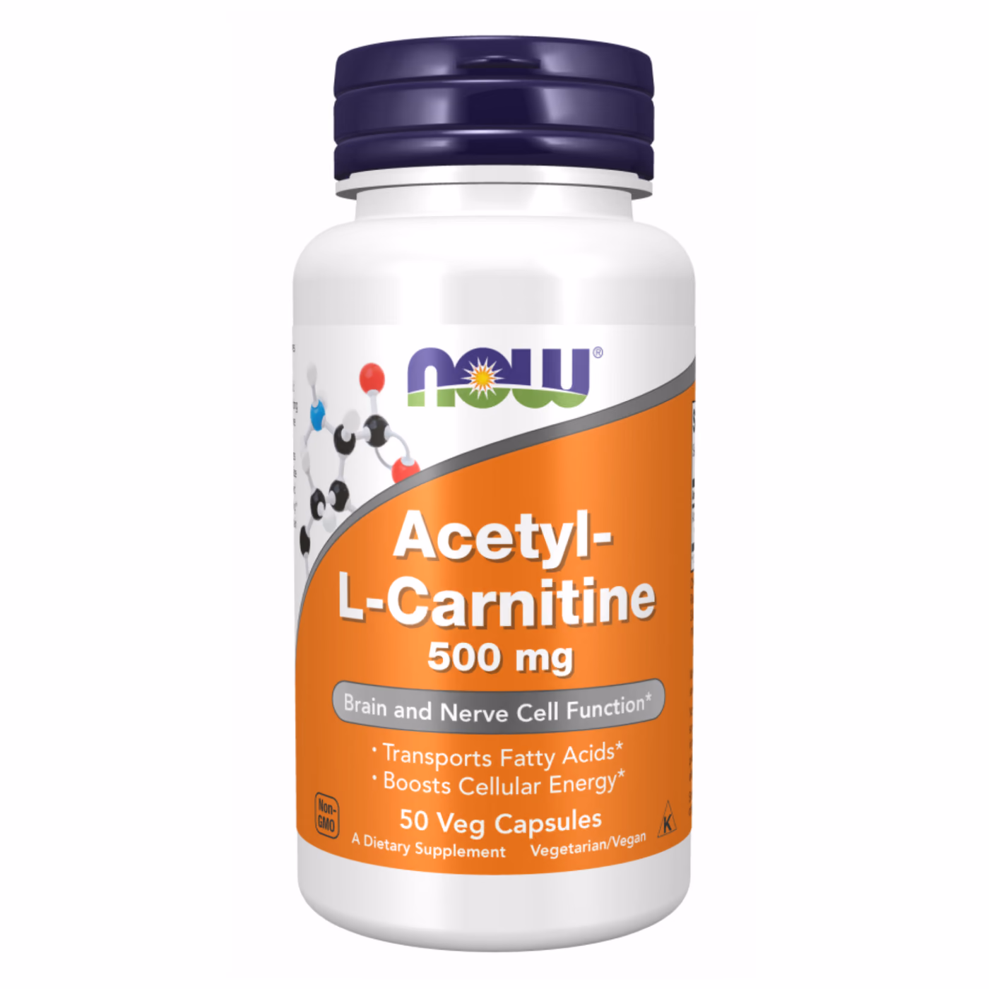 NOW Foods Acetyl-L-Carnitine 500 мг, 50 вегетарианских капсул