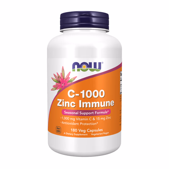 NOW Foods C-1000 Zinc Immune, 180 вегетарианских капсул