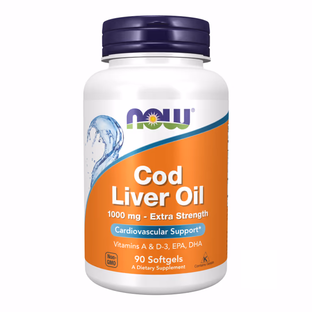 NOW Foods Cod Liver Oil 1000 mg Extra Strength, 90 мягких капсул