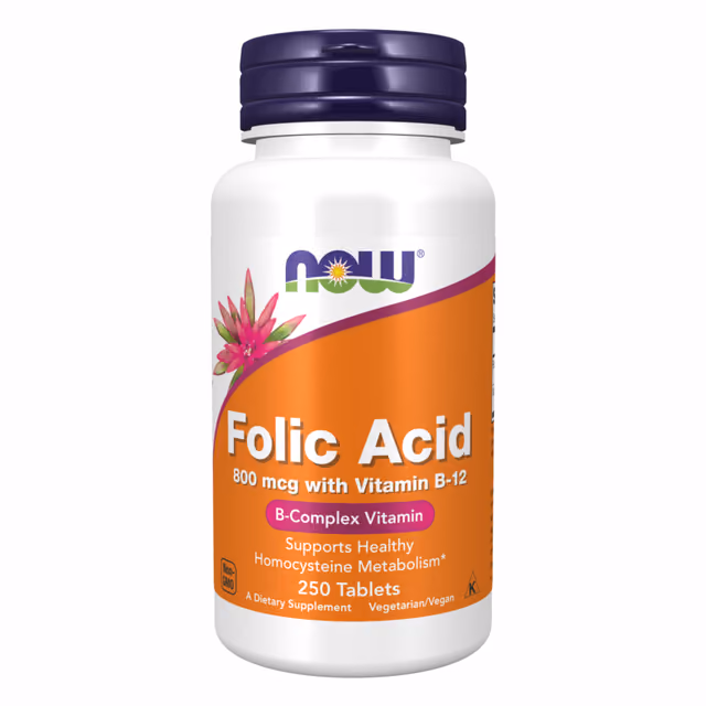 Now Foods Folic Acid 800 mcg with Vitamin B-12, 250 таблеток