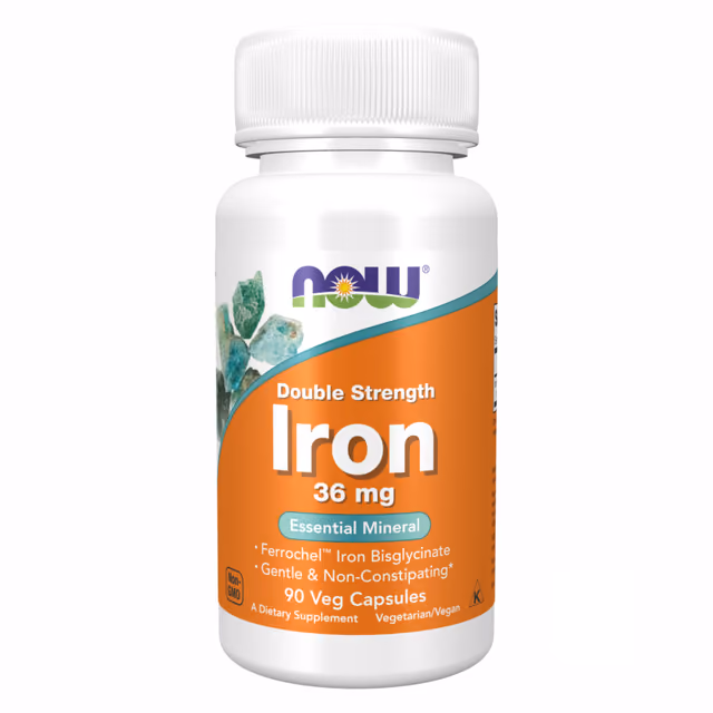 NOW Foods Double Strength Iron 36 mg Ferrochel, 90 вегетарианских капсул